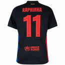 Barcelona Raphinha 11 Away Fan Jersey 2024/25 Patches UCL UEFA Foundation (Official Printing)