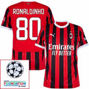 AC Milan Home Fan Jersey 2024/25 Patches UCL UEFA Foundation (Official Printing)