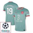 Atlético Madrid Julián Alvarez 19 Away Fan Jersey 2024/25 Patches UCL UEFA Foundation (Official Printing)