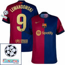 Barcelona Lewandowski 9 Home 2024/25 Patches UCL UEFA Foundation (Official Printing)