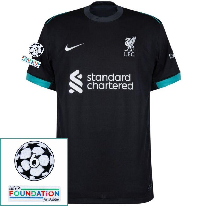 Liverpool Mohamed Salah 11 Away 2024/25 Patches UCL UEFA Foundation (Official Printing)