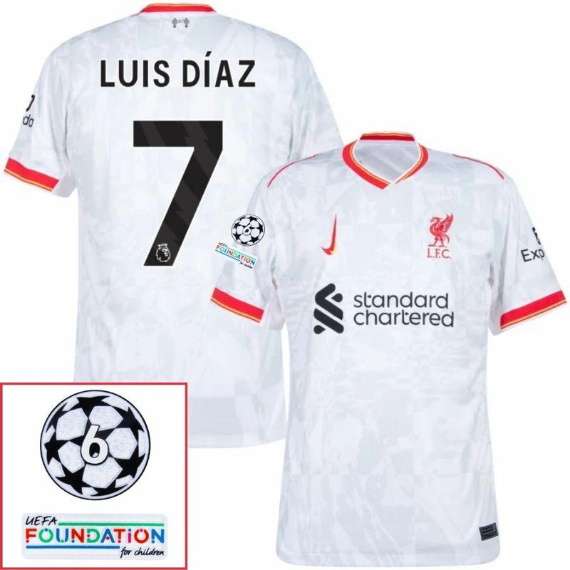 Liverpool Luis Díaz 7 Away 2024/25 Patches UCL UEFA Foundation (Official Printing)
