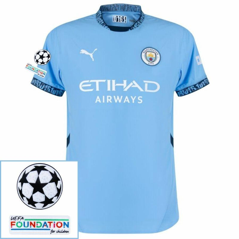 Manchester City De Bruyne 17 Home 2024/25 Patches UCL UEFA Foundation (Official Printing)