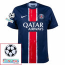 Paris Saint-Germain O.DEMBELE 10 Fan Jersey Home 2024/25 Patches UCL UEFA Foundation (Official Printing)