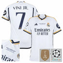 Real Madrid Home Fan Jersey 2023/24 Vini Jr. 7 Patch FIFA WCC Patch UCL UEFA Foundation Patches