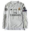 Retro Real Madrid 2015/16 Home Long Sleeve Final Milano 2016 Patches UCL 10 UEFA Respect