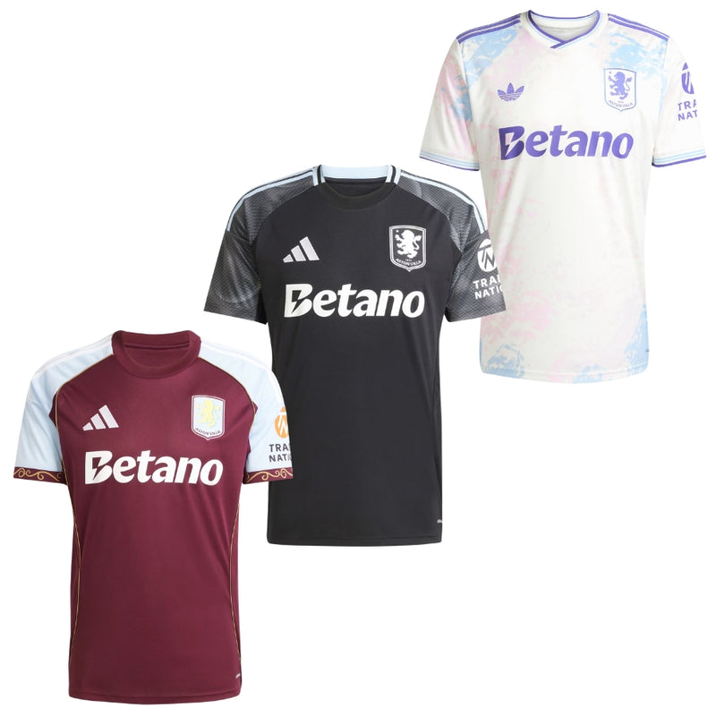 Aston Villa Home, Away and Third Kit 3 Fan Jersey Shirt 2025/26